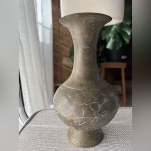 Vintage Brass Vase | 7.5” Tall | Aged Patina Home Decor Accent
